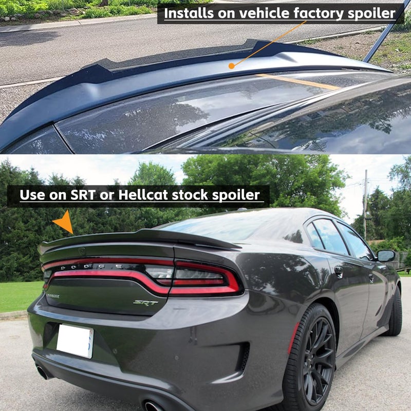 Sunluway Venom V2 Rear Wickerbill Spoiler for Dodge Charger 2015-2024 SRT Scat Pack Hellcat Daytona -2 Pieces Add-on Style Wicker Bill Spoiler with RivNut Tool (Gloss Black) - Image 3